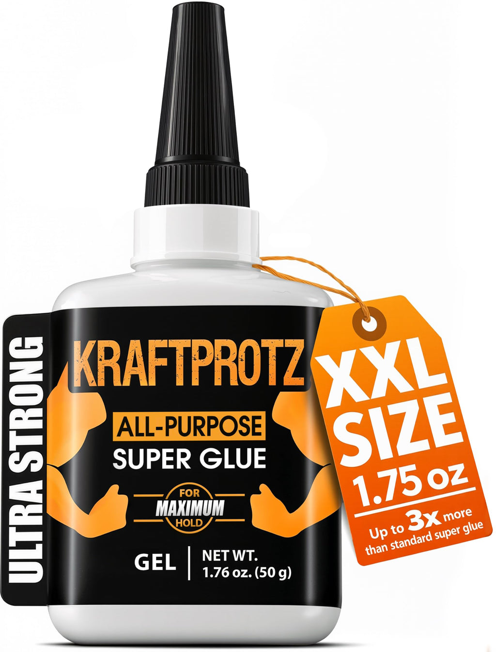 1.76 Fl.Oz. Superglue Extra Strong - Superglue incl. Anti-Drying tip - KRAFTPROTZ - Universally Applicable for bonding Plastic, Synthetic Materials, Glass, Wood, Stone