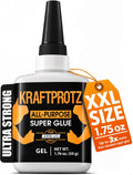 1.76 Fl.Oz. Superglue Extra Strong - Superglue incl. Anti-Drying tip - KRAFTPROTZ - Universally Applicable for bonding Plastic, Synthetic Materials, Glass, Wood, Stone