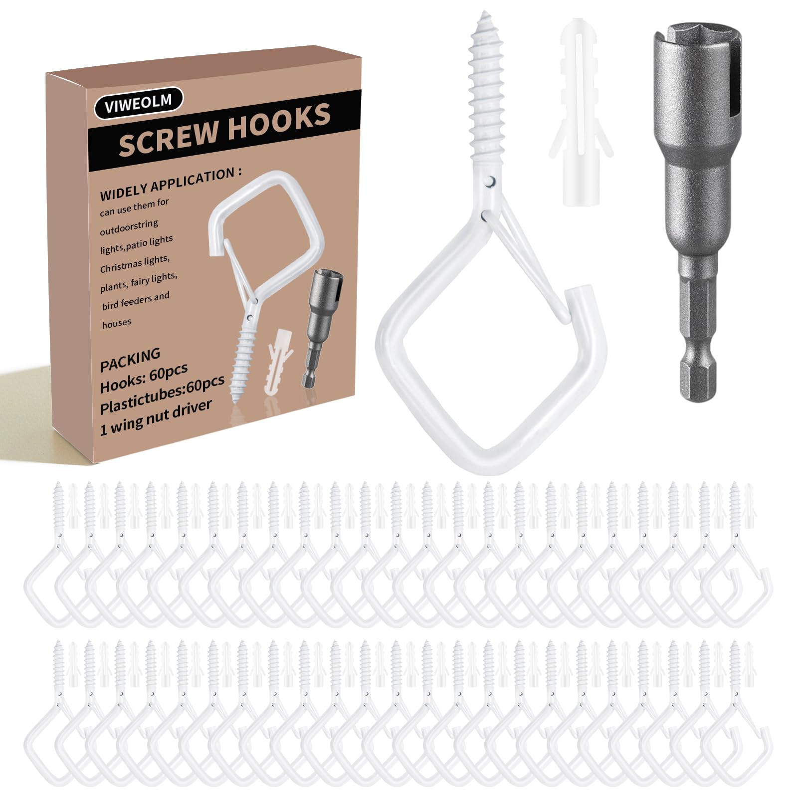 Viweolm Eye Hooks Screw Heavy Duty,Ceiling Hooks for Hanging Plants,String Lights,Cup,Wind Chime,Bird Feeders. Plant Hanger Indoor&Outdoor