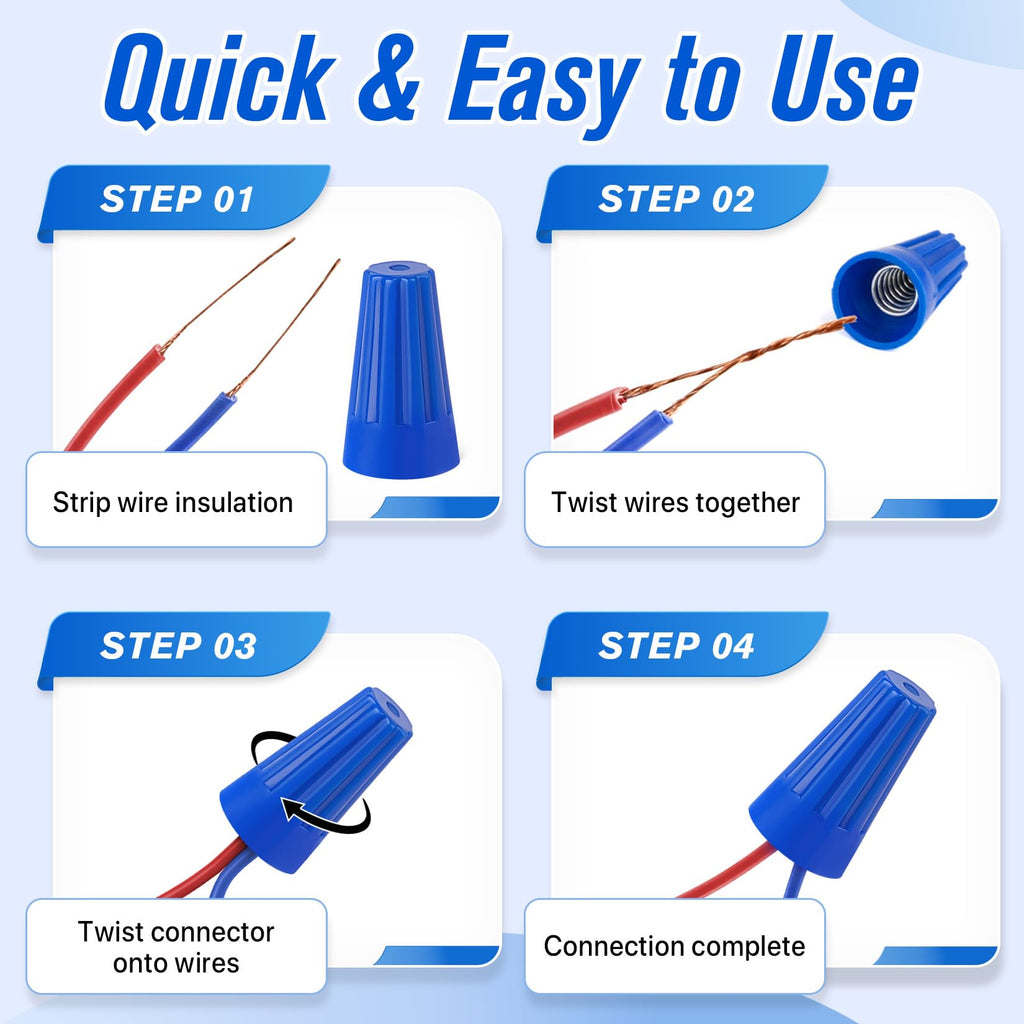 Crweety Wire Connectors Electrical Connectors Wire Caps Electrical Wire Connectors Twist Nuts Assortment for Quick Connection