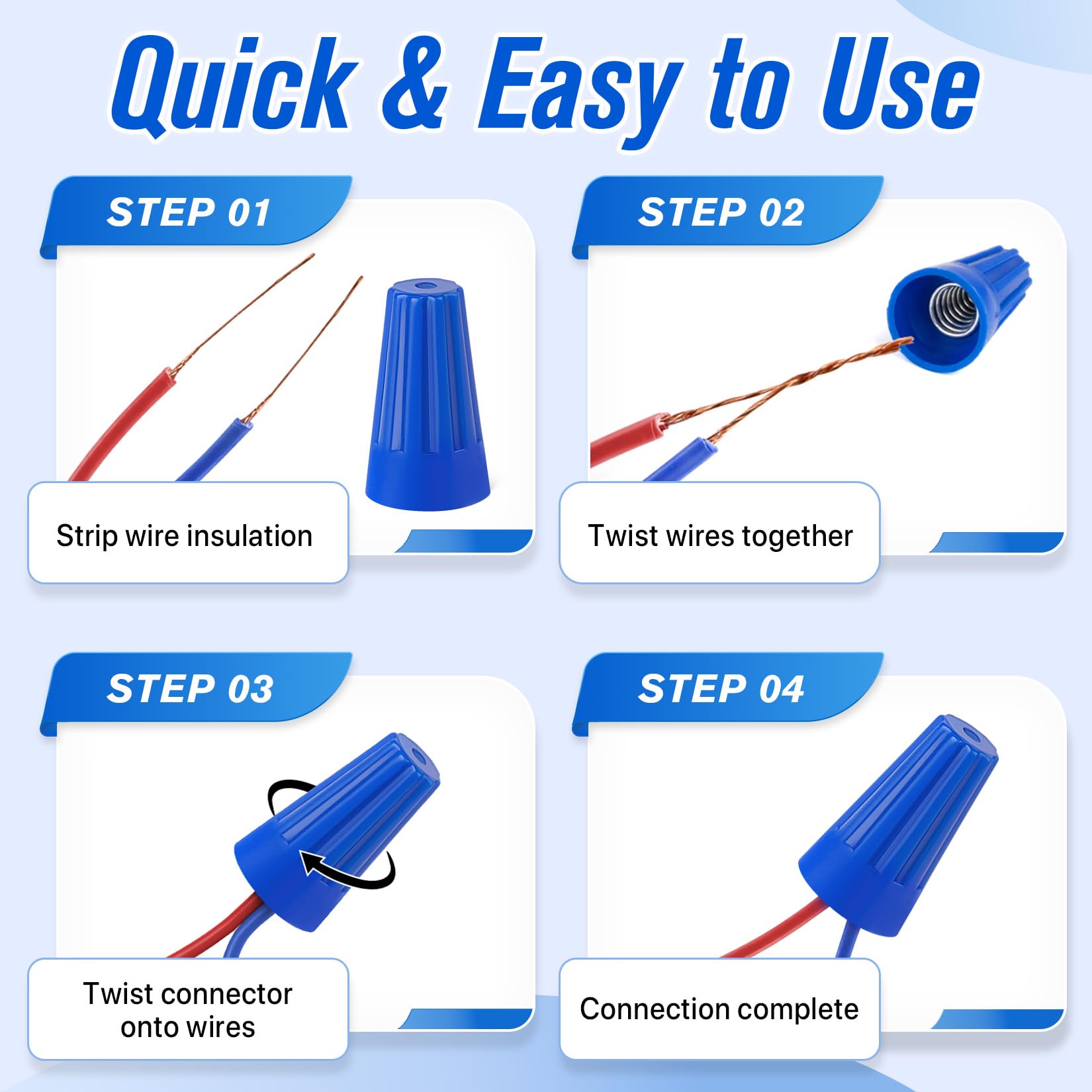 Crweety Wire Connectors Electrical Connectors Wire Caps Electrical Wire Connectors Twist Nuts Assortment for Quick Connection
