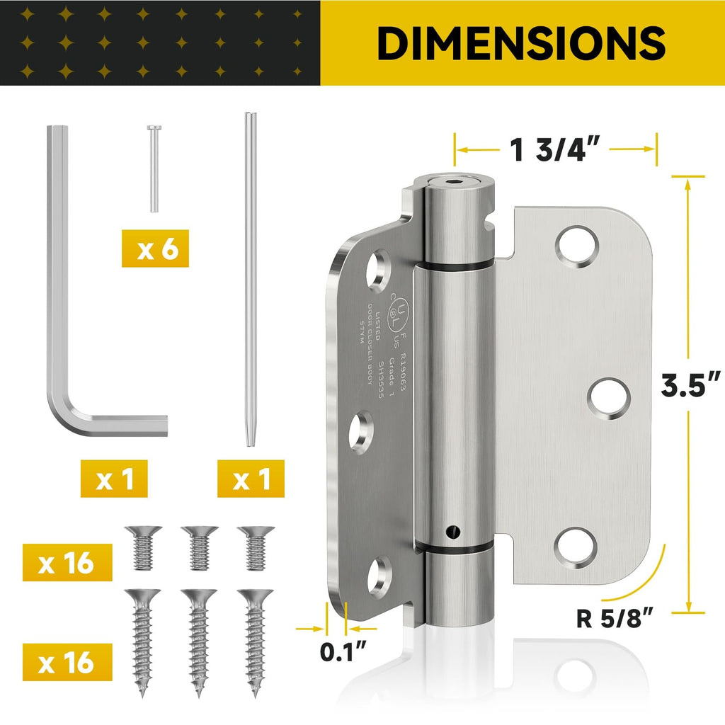 JOYNY Self Closing Door Hinges Brushed Nickel