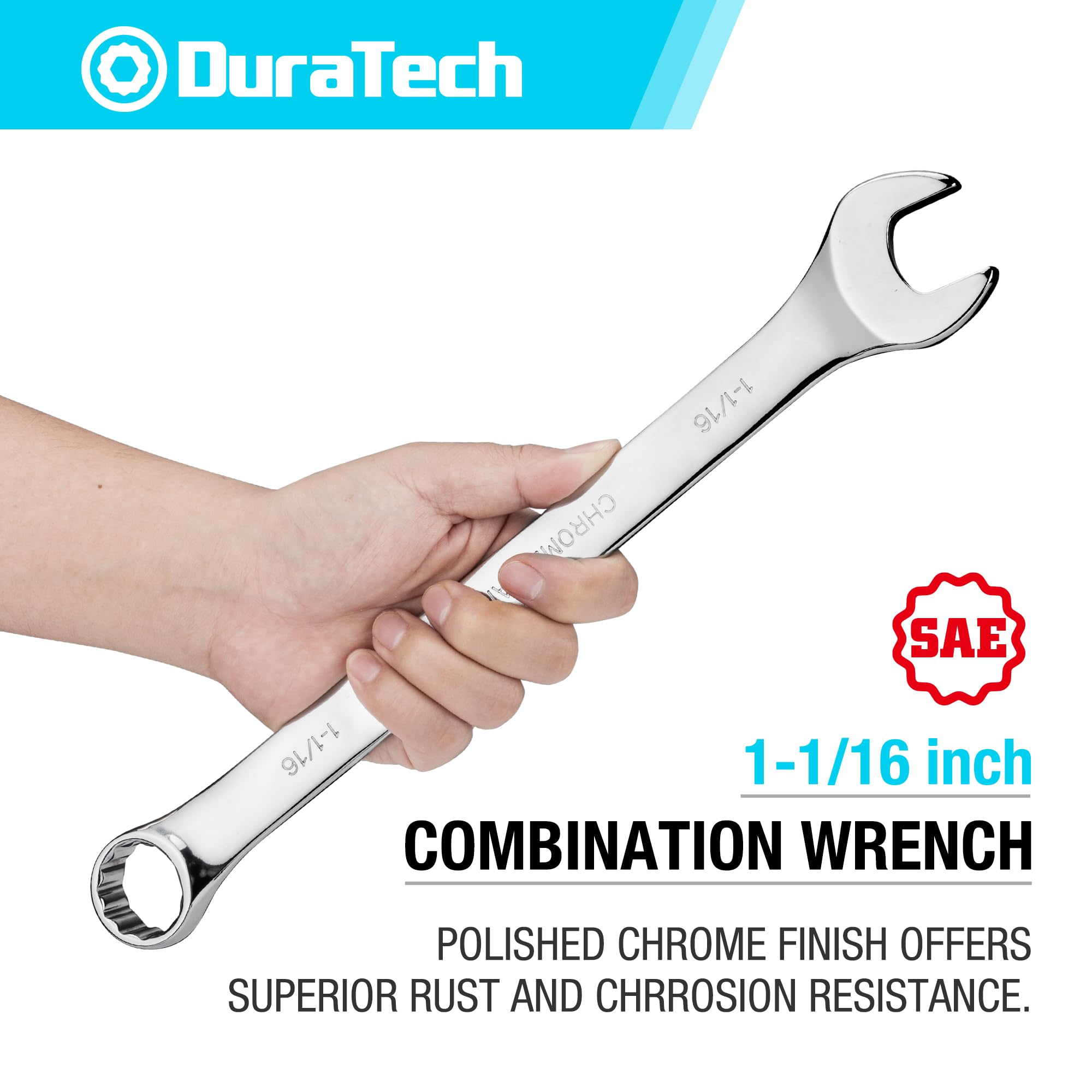 DURATECH Combination Wrench Set, 11-Piece, Single, Metric, SAE