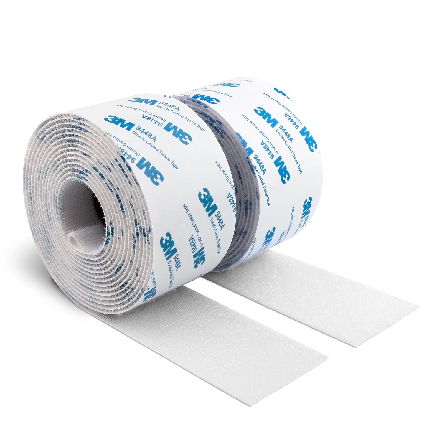 Hook and Loop Adhesive Tape 9448A Super Sticky Self Adhesive Back Heavy Duty Interlocking Nylon Fabric Fastener Strips for Indoor Outdoor Home Office DIY Decor