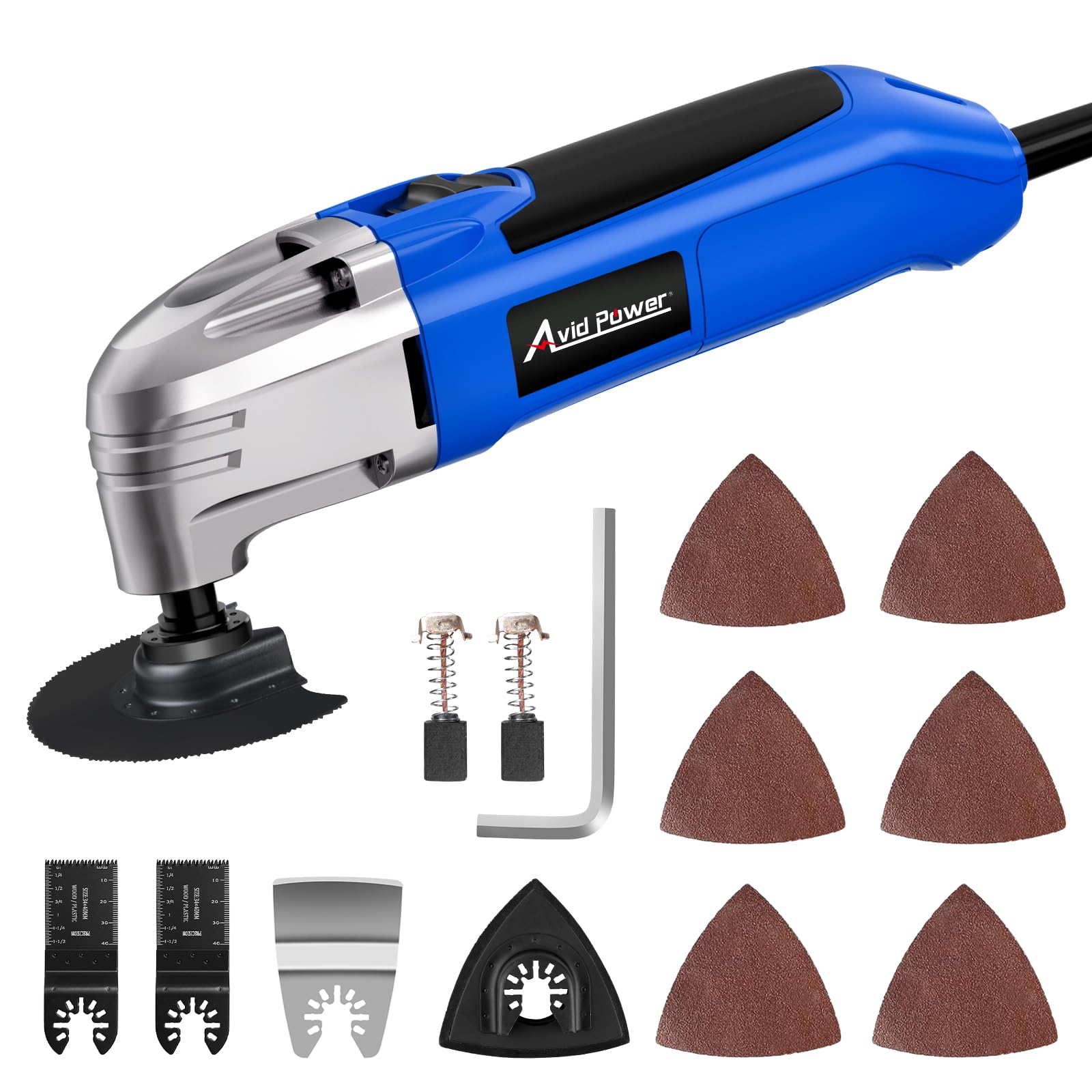 AVID POWER Oscillating Tool, 22000 OPM Electric Oscillating Multi Tool with 3°Oscillation Angle, Cutting, Sanding, Grinding, Scraping, 11 Accessories & Universal Interface