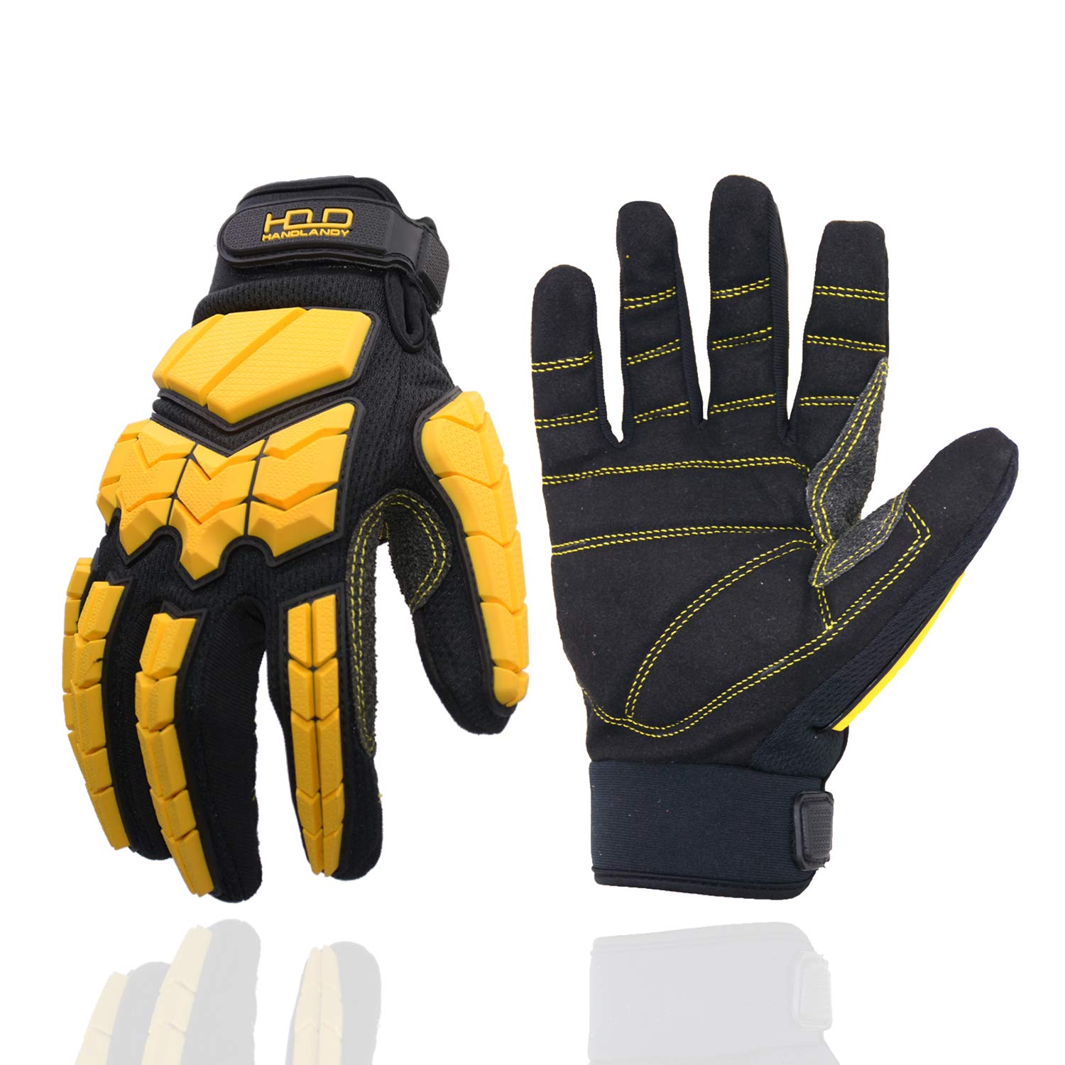 HANDLANDY Anti Vibration Gloves, SBR Padding, TPR Protector, Mechanic Work Gloves