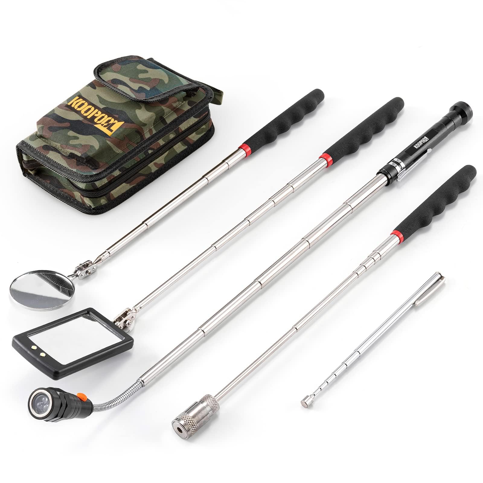 Telescoping Magnetic Pickup, Mirror & LED Tool Set