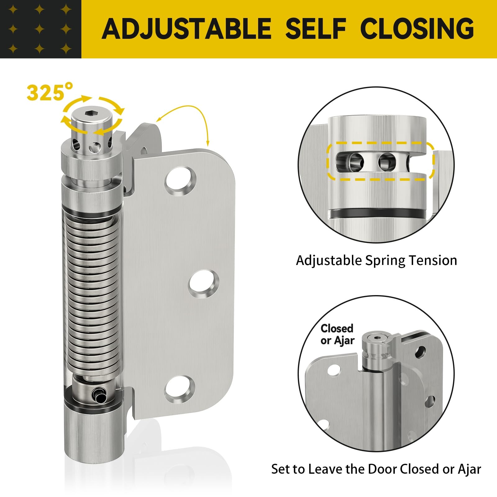 JOYNY Self Closing Door Hinges Brushed Nickel