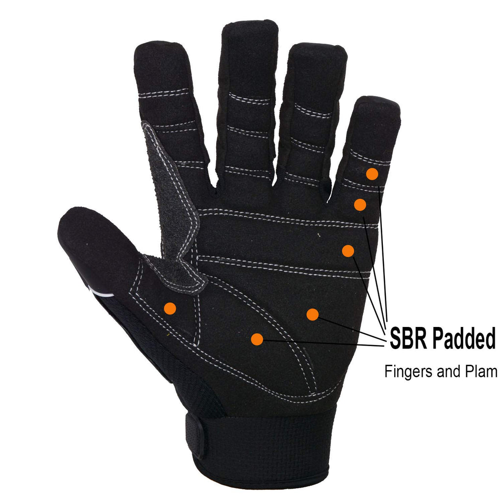 HANDLANDY Anti Vibration Gloves, SBR Padding, TPR Protector, Mechanic Work Gloves