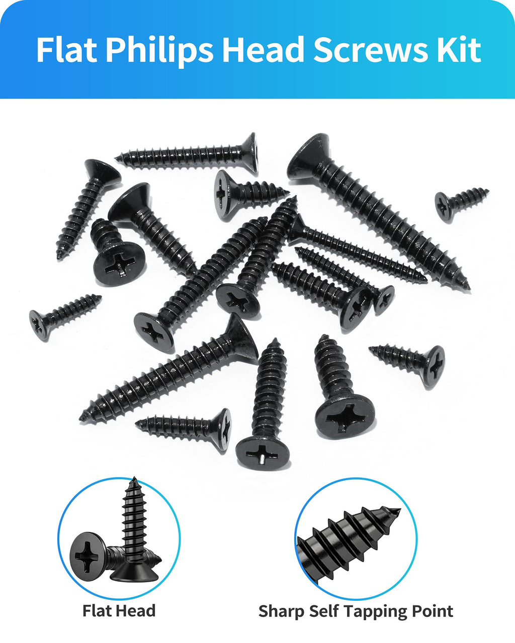 DIVANC 550Pcs 304 Stainless Steel Wood Screws Assortment Kit, Phillips Pan Head Sheet Metal Screws Self Tapping Screws Set, #4#6#8#10#12 Wood Assorted Screw