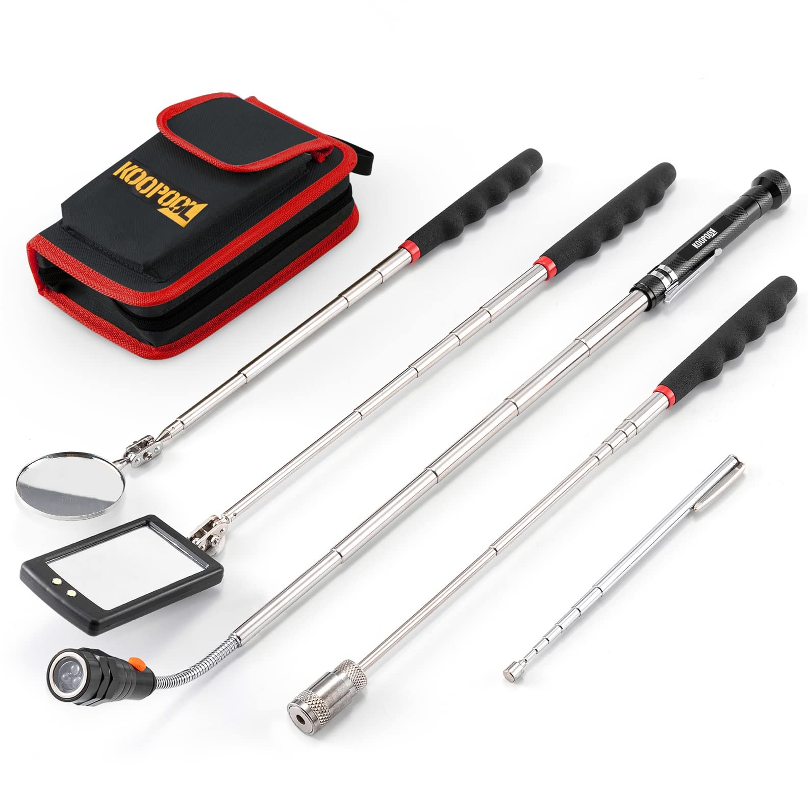 Telescoping Magnetic Pickup, Mirror & LED Tool Set