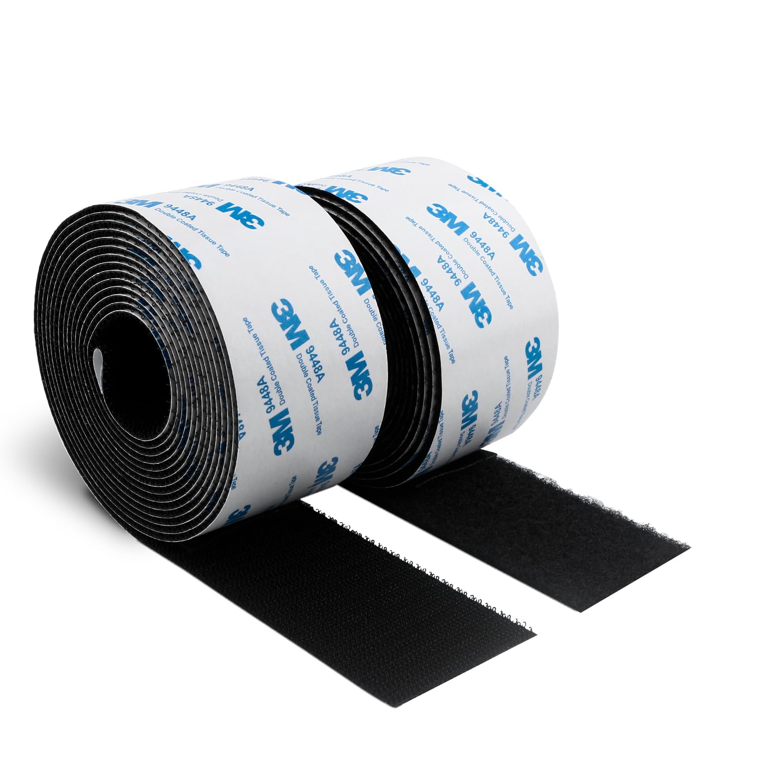 Hook and Loop Adhesive Tape 9448A Super Sticky Self Adhesive Back Heavy Duty Interlocking Nylon Fabric Fastener Strips for Indoor Outdoor Home Office DIY Decor