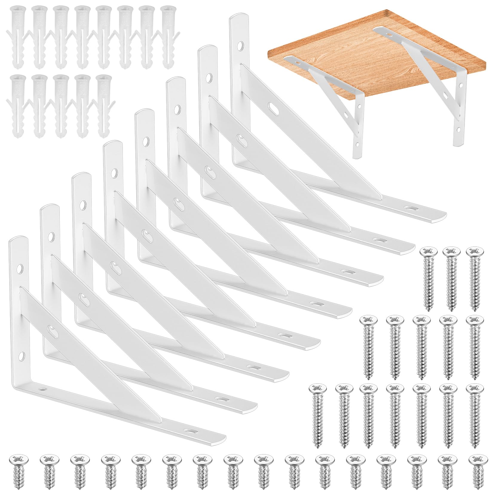8 Pcs Heavy Duty Shelf Brackets, Floating Metal Shelf Brackets, Metal Wall Mount L Shaped Shelves Support Angle Brackets for Heavy Duty Floating Shelves Shelf Brackets