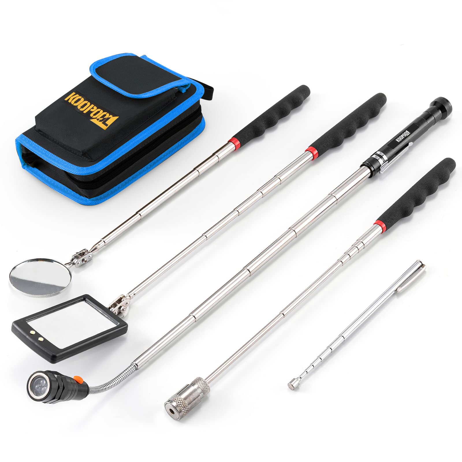 Telescoping Magnetic Pickup, Mirror & LED Tool Set