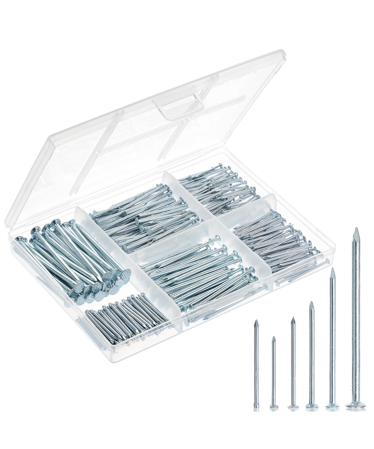 Mr. Pen- Nail Assortment Kit, 600 Pcs, 4 Sizes, Silver, Small Nails for Hanging Pictures