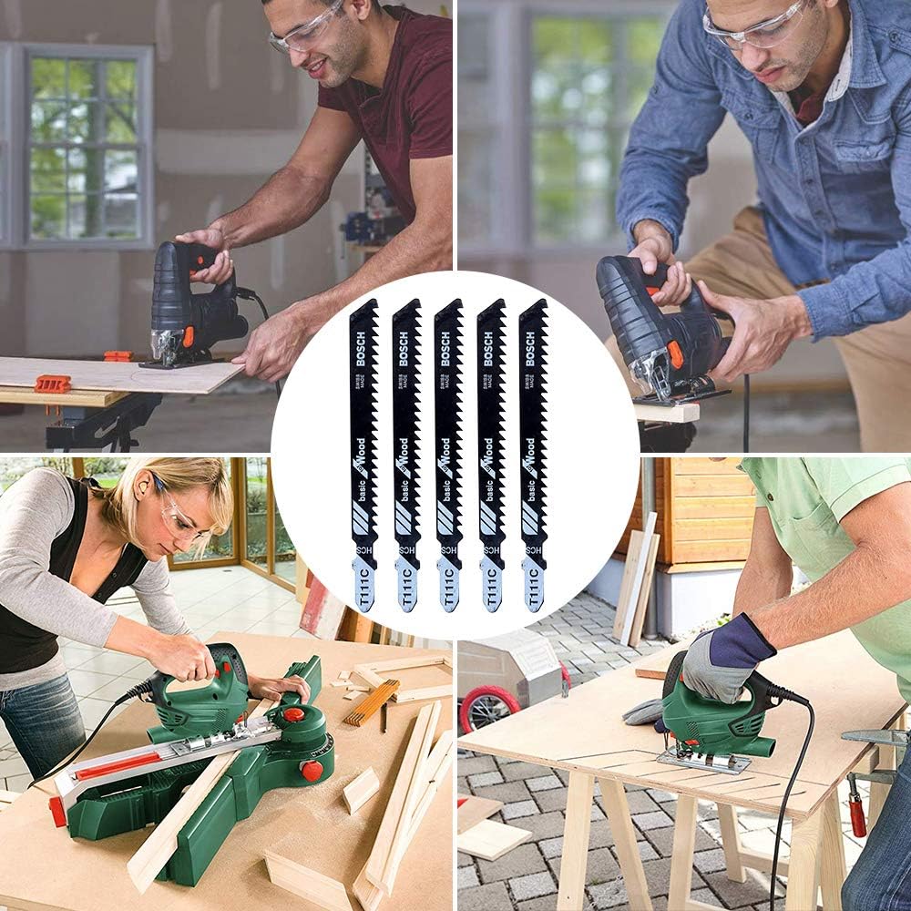 50pcs T Shank Jigsaw Blades Set with Storage Case, Contractor Assorted Jig Saw Blade Set Made with HCS/HSS for Wood Plastic and Metal Cutting, Fits Most Jig Saw Models