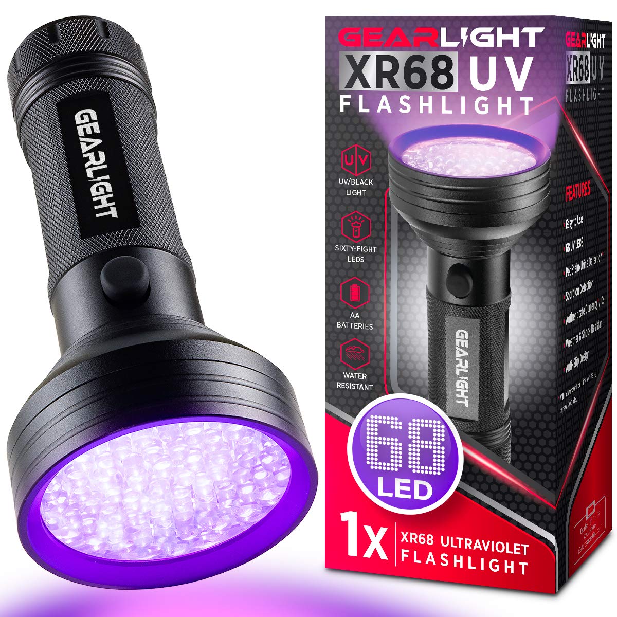 GearLight UV Blacklight Flashlight for Inspection