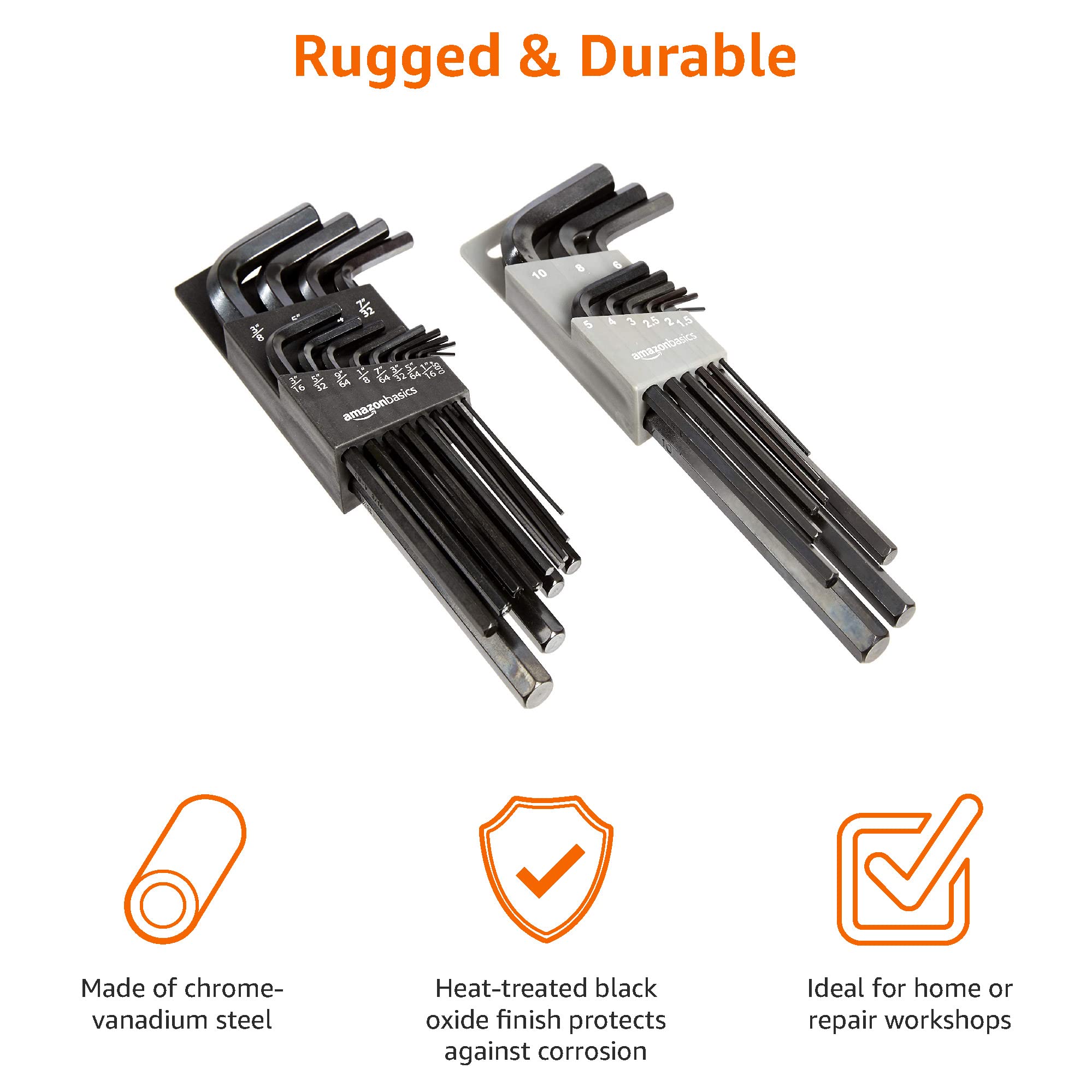 Amazon Basics Ds-Amz031 Allen Wrench/Hex Key Chrome Vanadium Steel Powder Coated Hex Wrench