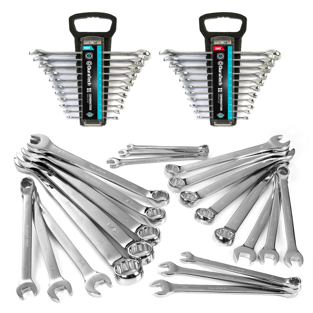 DURATECH Combination Wrench Set, 11-Piece, Single, Metric, SAE