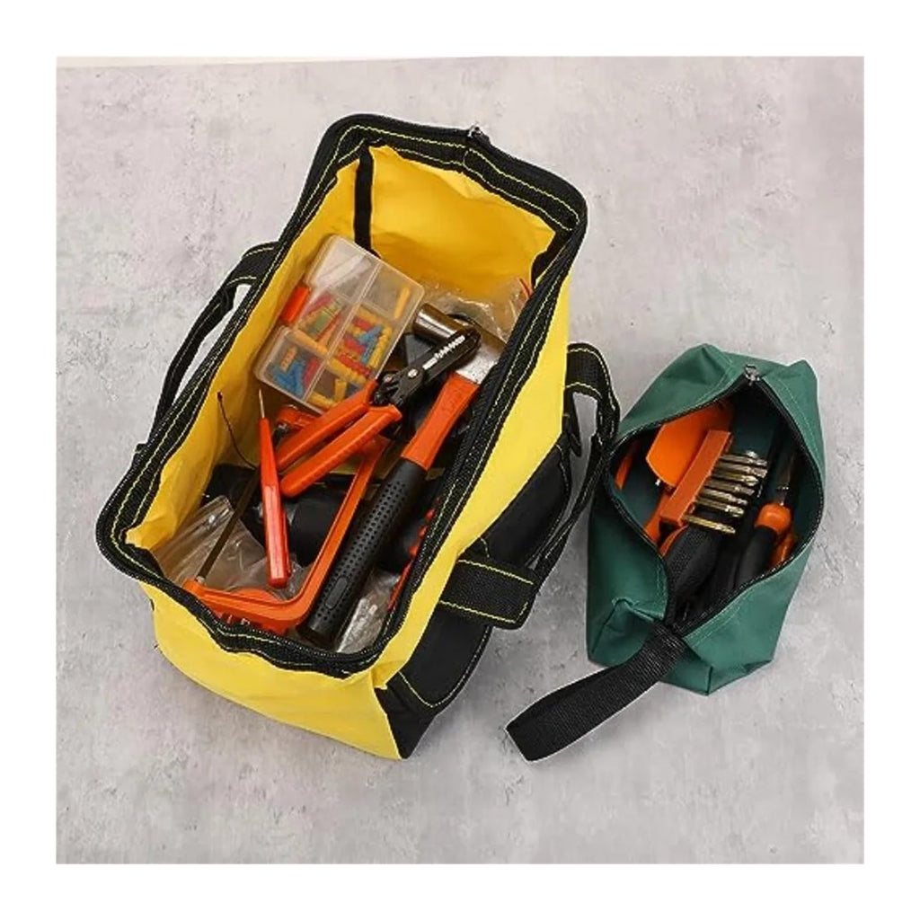 9 Pcs Tool Bag for Men 3 Heavy Duty Wide Mouth Tool Bags and 6 Small Waterproof Pouch Tote for Electrician Carpenter Mechanic