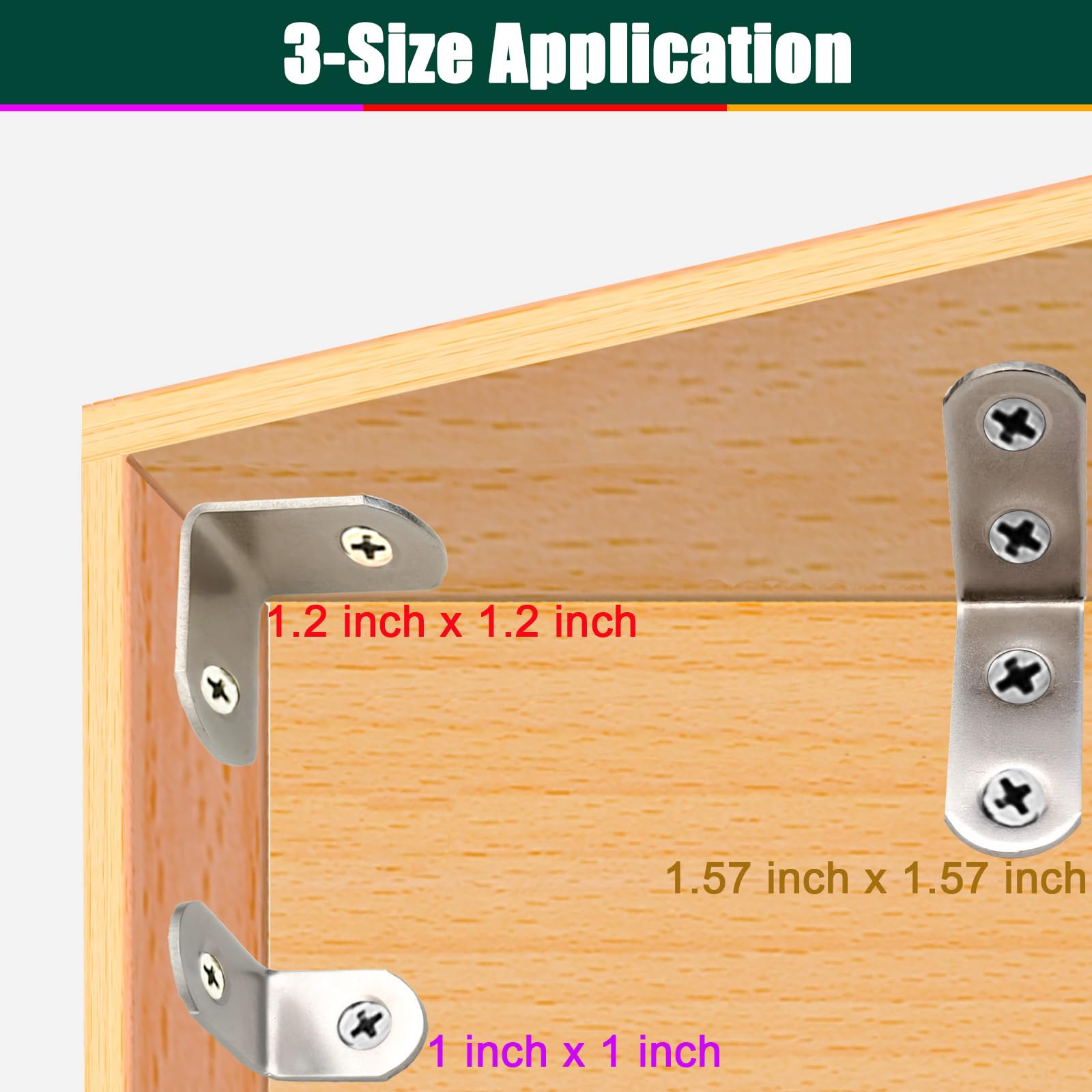 YEWLACA L Bracket Corner Braces Heavy Duty Stainless Steel 90 Degree Joints Right Angle Bracket L Shaped Corner Brackets Fastener for Wood Furniture, Screws Included