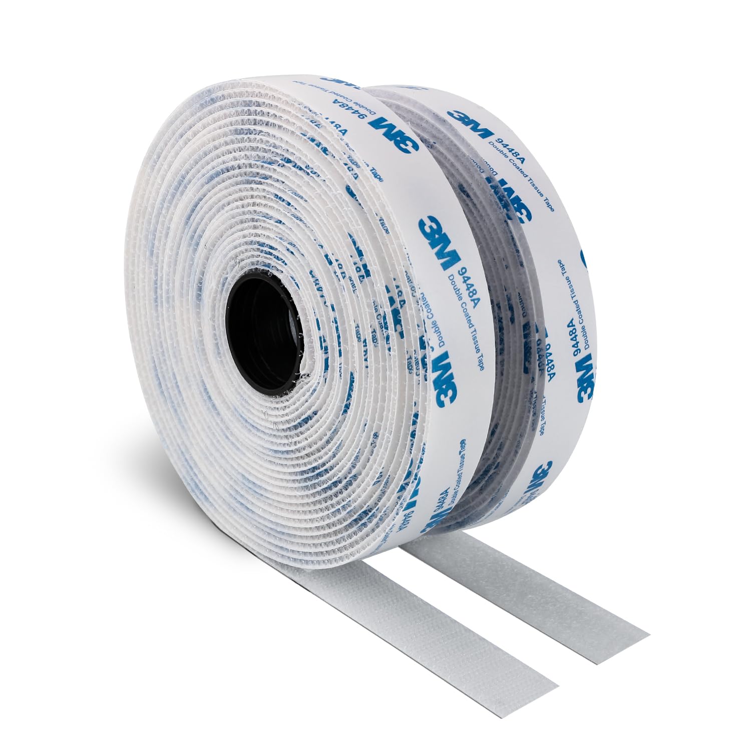 Hook and Loop Adhesive Tape 9448A Super Sticky Self Adhesive Back Heavy Duty Interlocking Nylon Fabric Fastener Strips for Indoor Outdoor Home Office DIY Decor