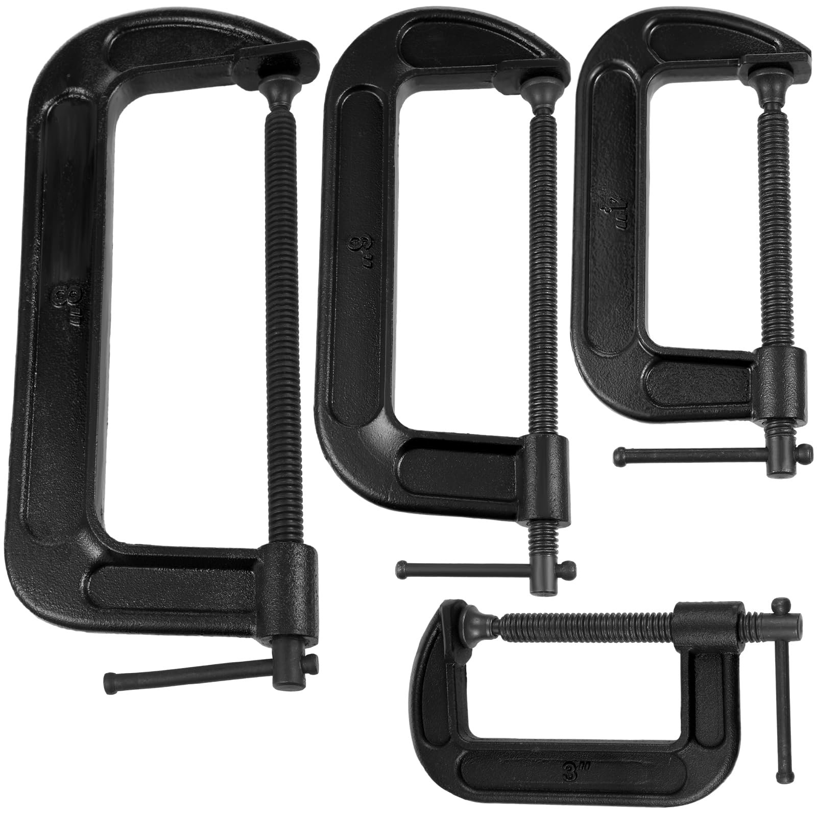 WILLBOND 4 Pcs C Clamps Set 3'' 4'' 6'' 8'' Small Steel Versatile Heavy Duty Welding Clamps Set Jaw Opening Sliding T Bar Handle for DIY Carpentry Caliper Woodworking Welding Building