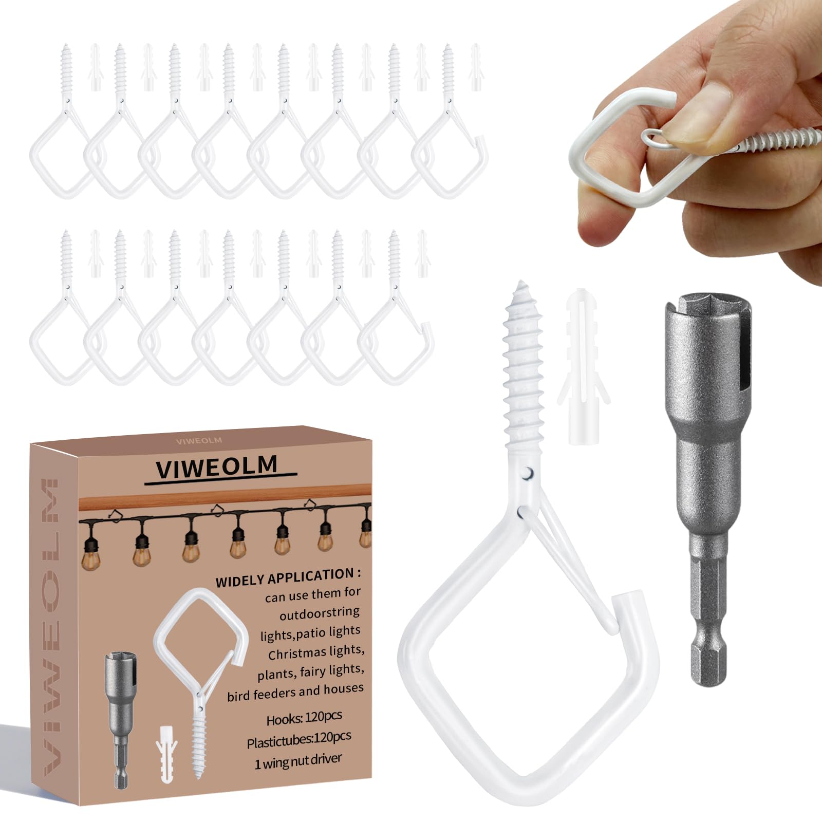 Viweolm Eye Hooks Screw Heavy Duty,Ceiling Hooks for Hanging Plants,String Lights,Cup,Wind Chime,Bird Feeders. Plant Hanger Indoor&Outdoor