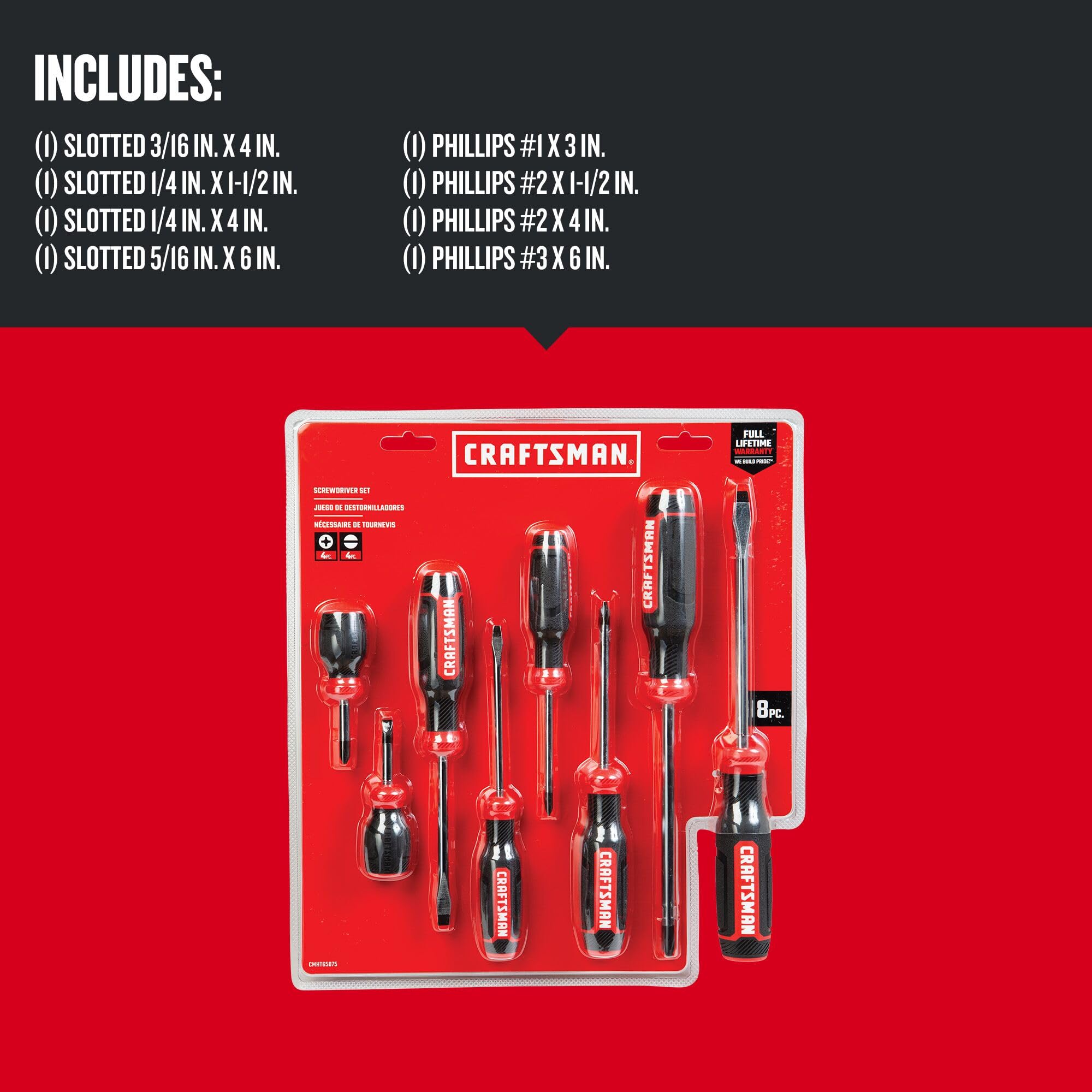 CRAFTSMAN Screwdriver Set, Bi-Material, 8 Piece Set
