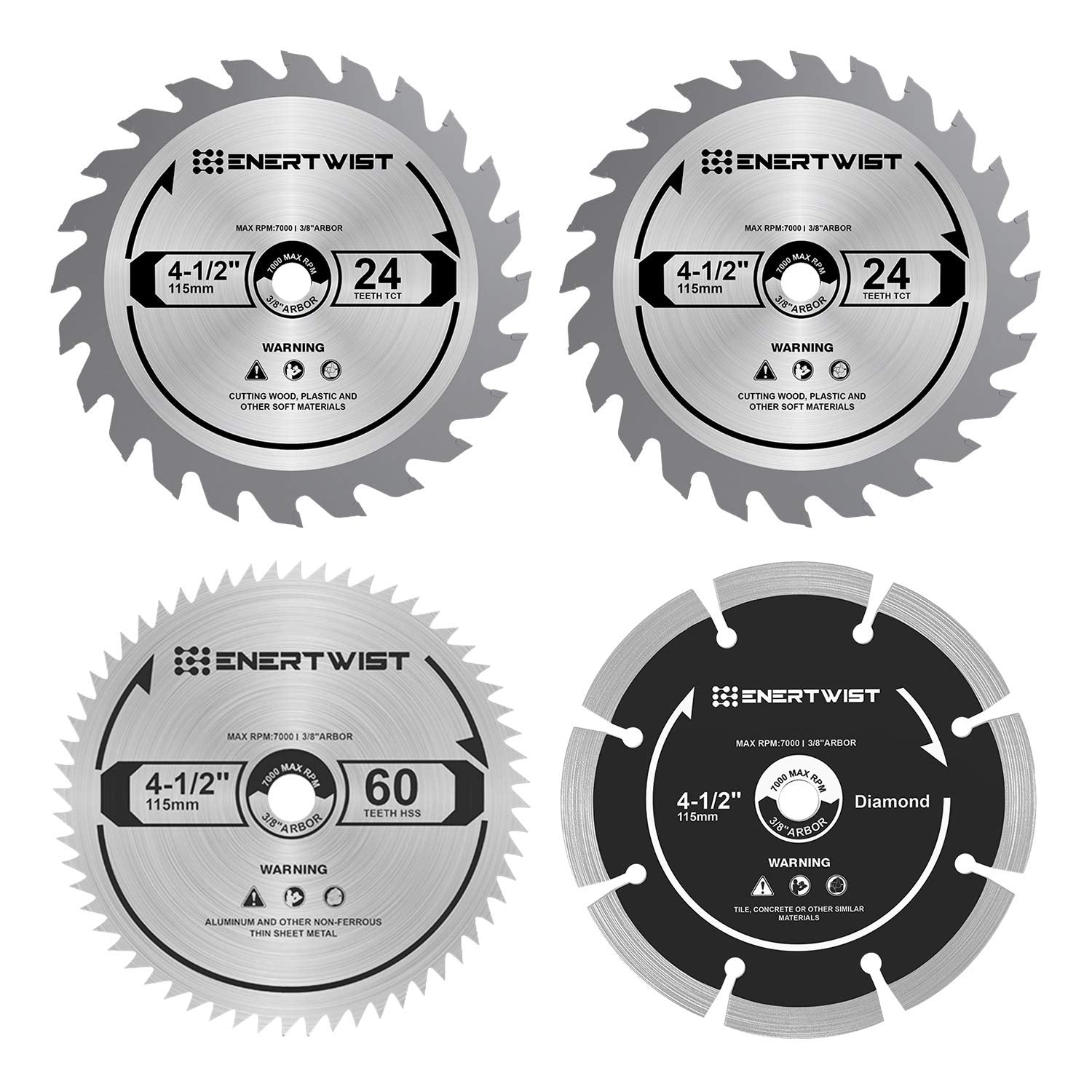 Enertwist 4-1/2 Inch Compact Circular Saw Blade Set