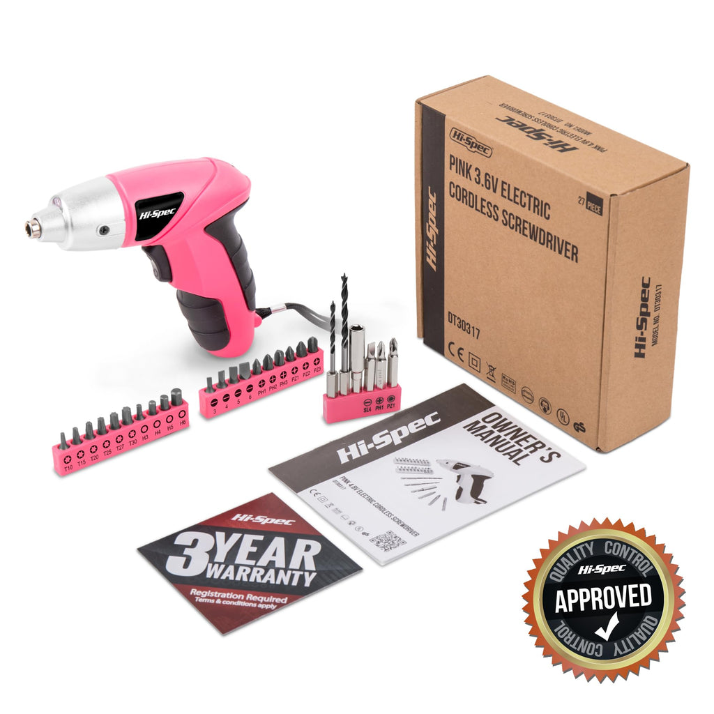 Hi-Spec Small Electric Screwdriver with Driver Bits