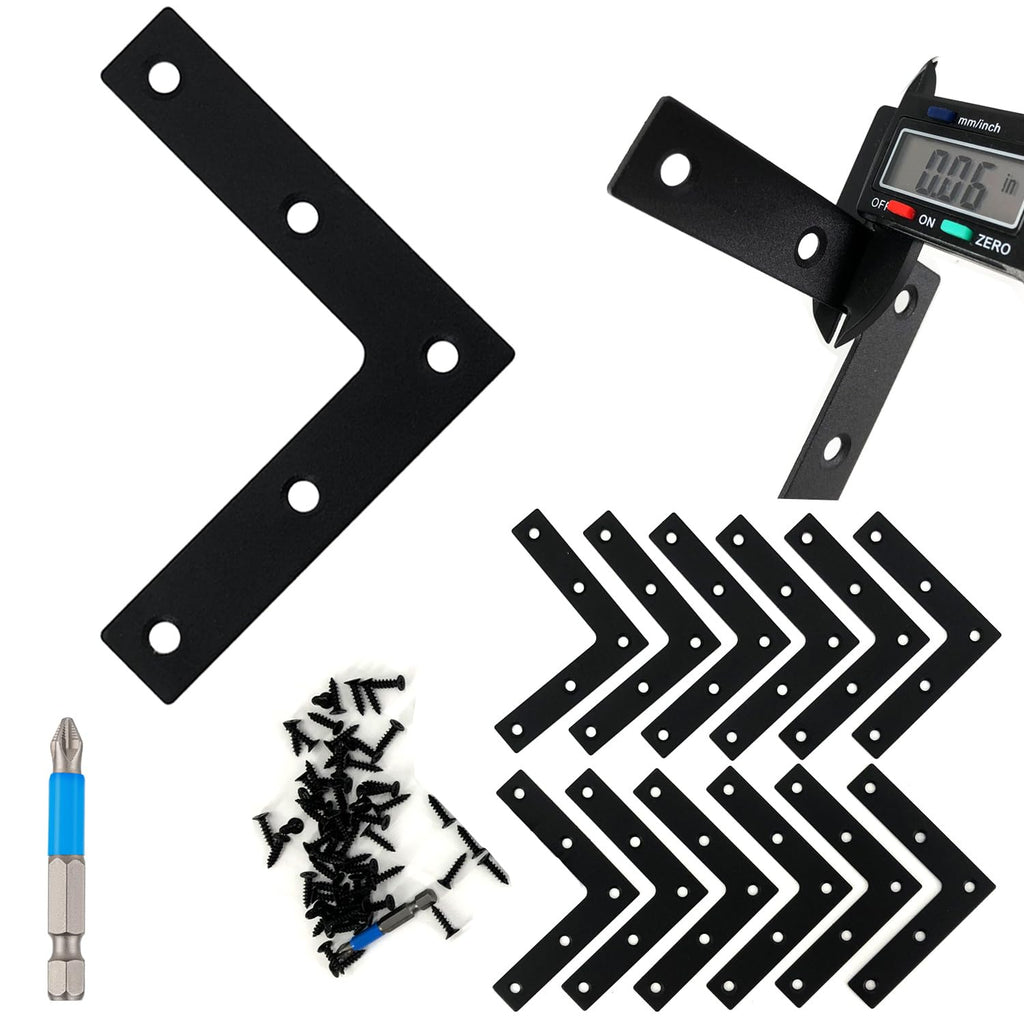 Black Flat Mending Plate, Stainless Steel Bracket, Straight Metal Brace Bracket, Fixing Joining Plate for Wood Furniture Fastening & Fixing