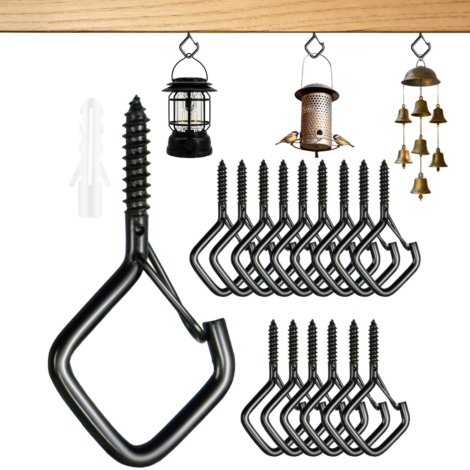 Viweolm Eye Hooks Screw Heavy Duty,Ceiling Hooks for Hanging Plants,String Lights,Cup,Wind Chime,Bird Feeders. Plant Hanger Indoor&Outdoor