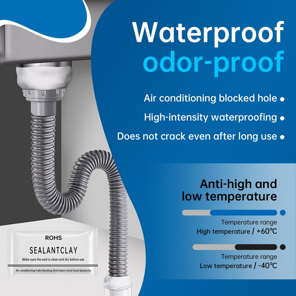 White Grade Waterproof Duct Sealant Clay，Tight Drain Joints, Wall Cavities, Air Conditioning Pipe Openings & Air Leak Prevention