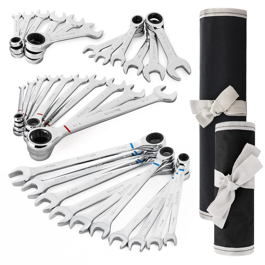 DURATECH Combination Wrench Set, 11-Piece, Single, Metric, SAE