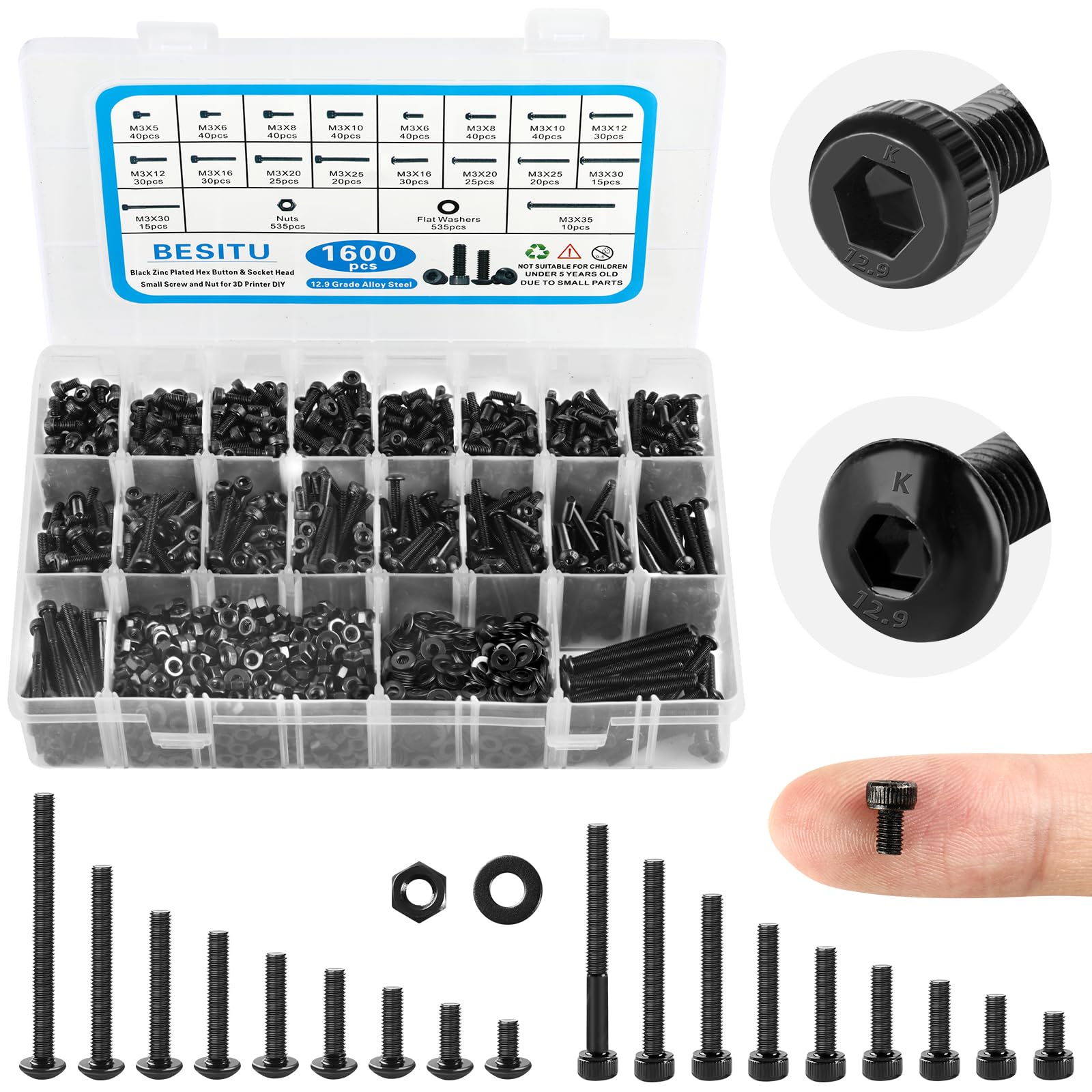 Machine Screws Assortment Kit Nuts and Bolts Washers Screws Set