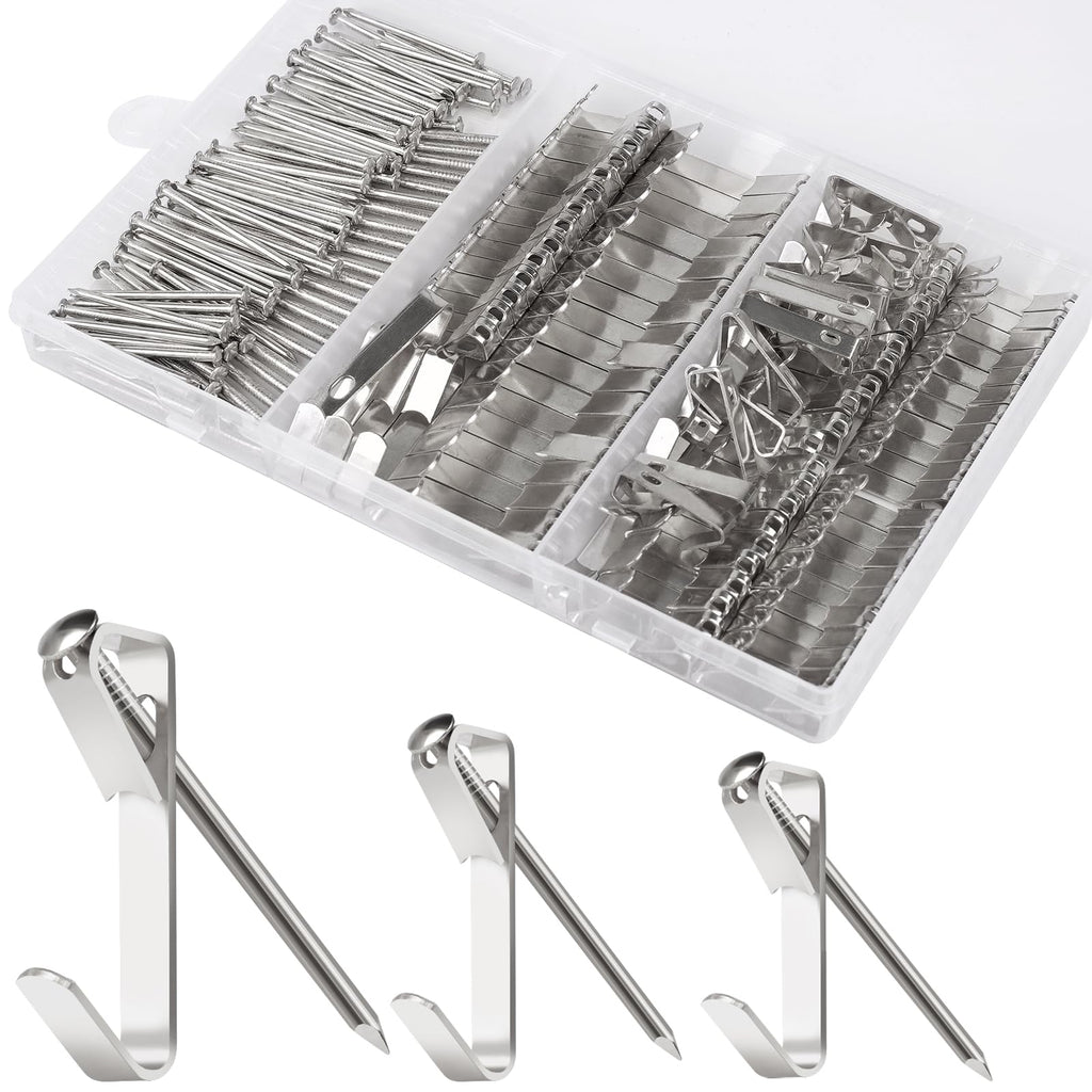 Picture Hanging Kit, 10lb, 30lb, 50lb and 100lb Picture Hangers, Metal Picture Hanging Hooks with Nails, on Drywall, Wooden Wall