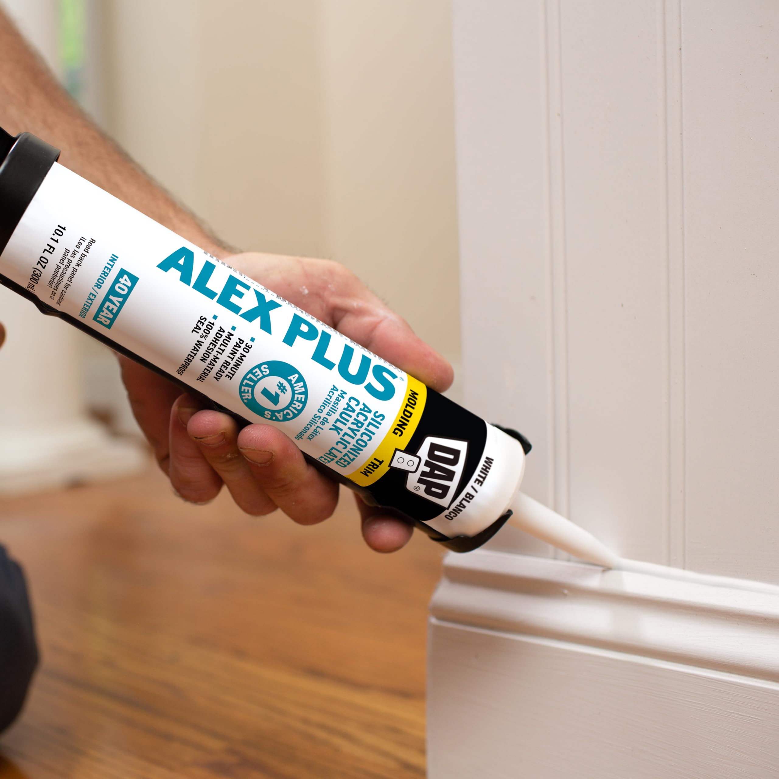 DAP Alex Plus Acrylic Latex Caulk, White, 10.1 Oz (7079818152)