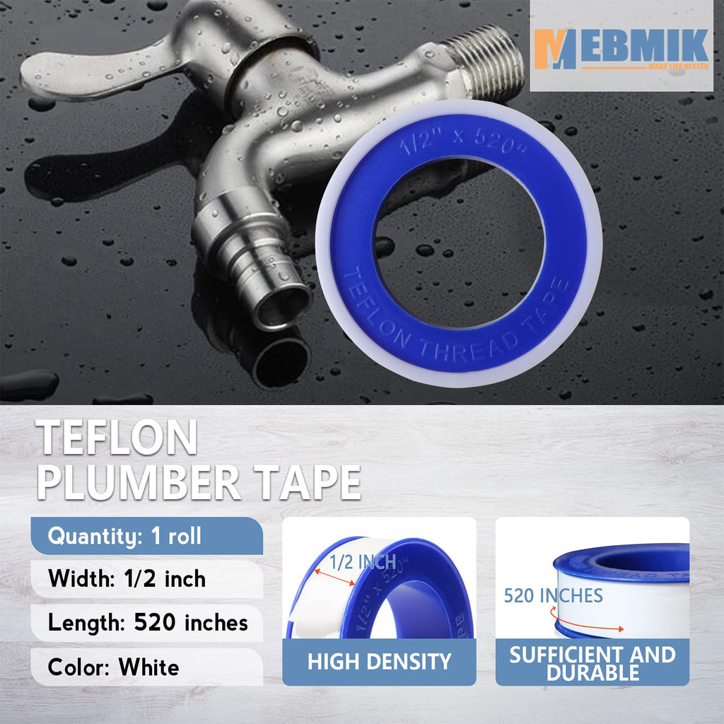 Teflon Tape,PTFE Plumbers Tape,for Sealing,Plumbing,Sealant,Thread Seal for Shower Head,Water Pipe,Prevent Leakage