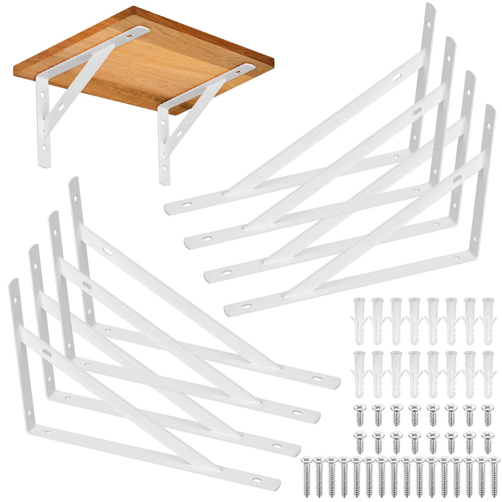 8 Pcs Heavy Duty Shelf Brackets, Floating Metal Shelf Brackets, Metal Wall Mount L Shaped Shelves Support Angle Brackets for Heavy Duty Floating Shelves Shelf Brackets