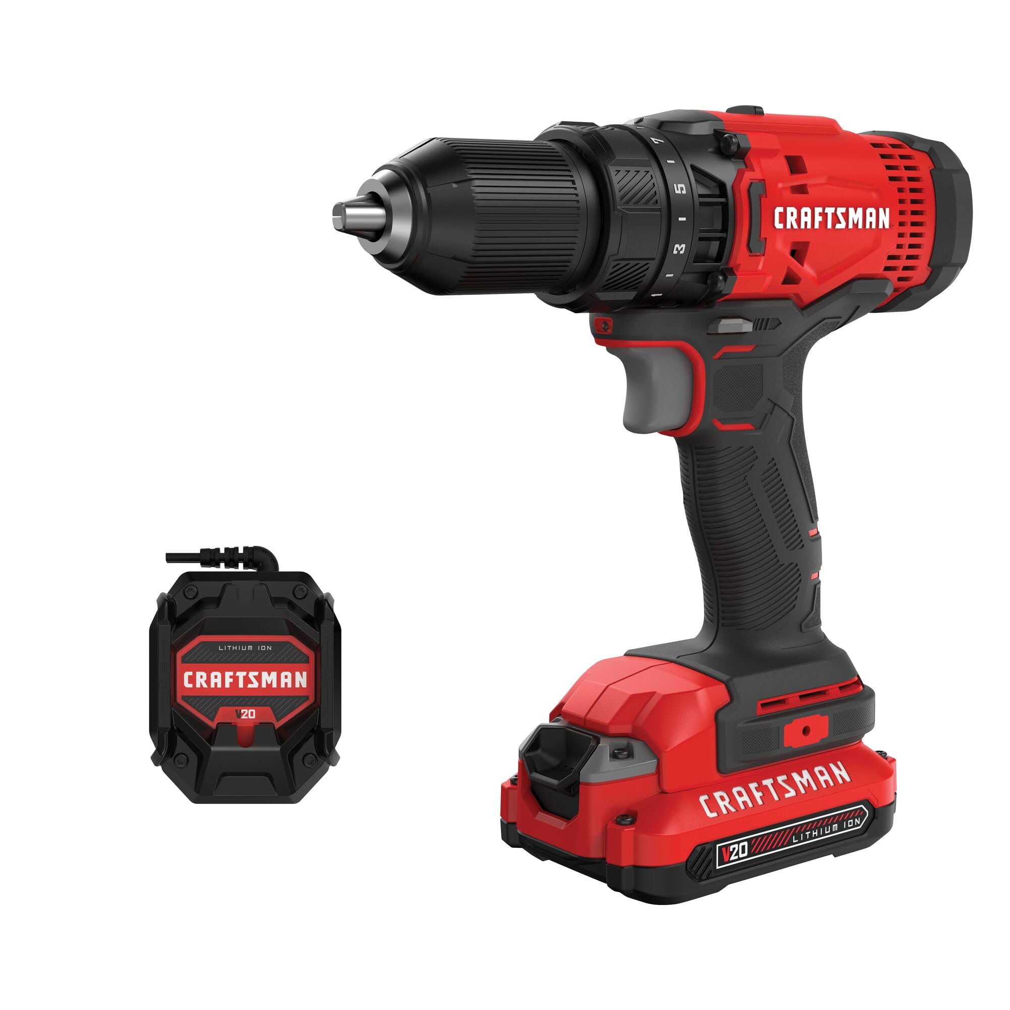 CRAFTSMAN V20 Cordless Drill/Driver Kit, 1/2 inch, Battery and Charger Included (CMCD700C1)