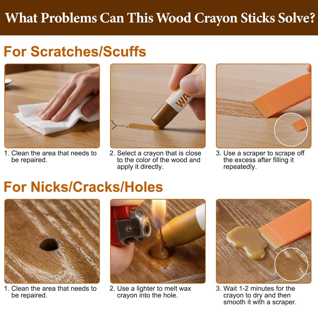 Wood Filler Sticks, 16 Colors Wax Filler Touch Up Pen