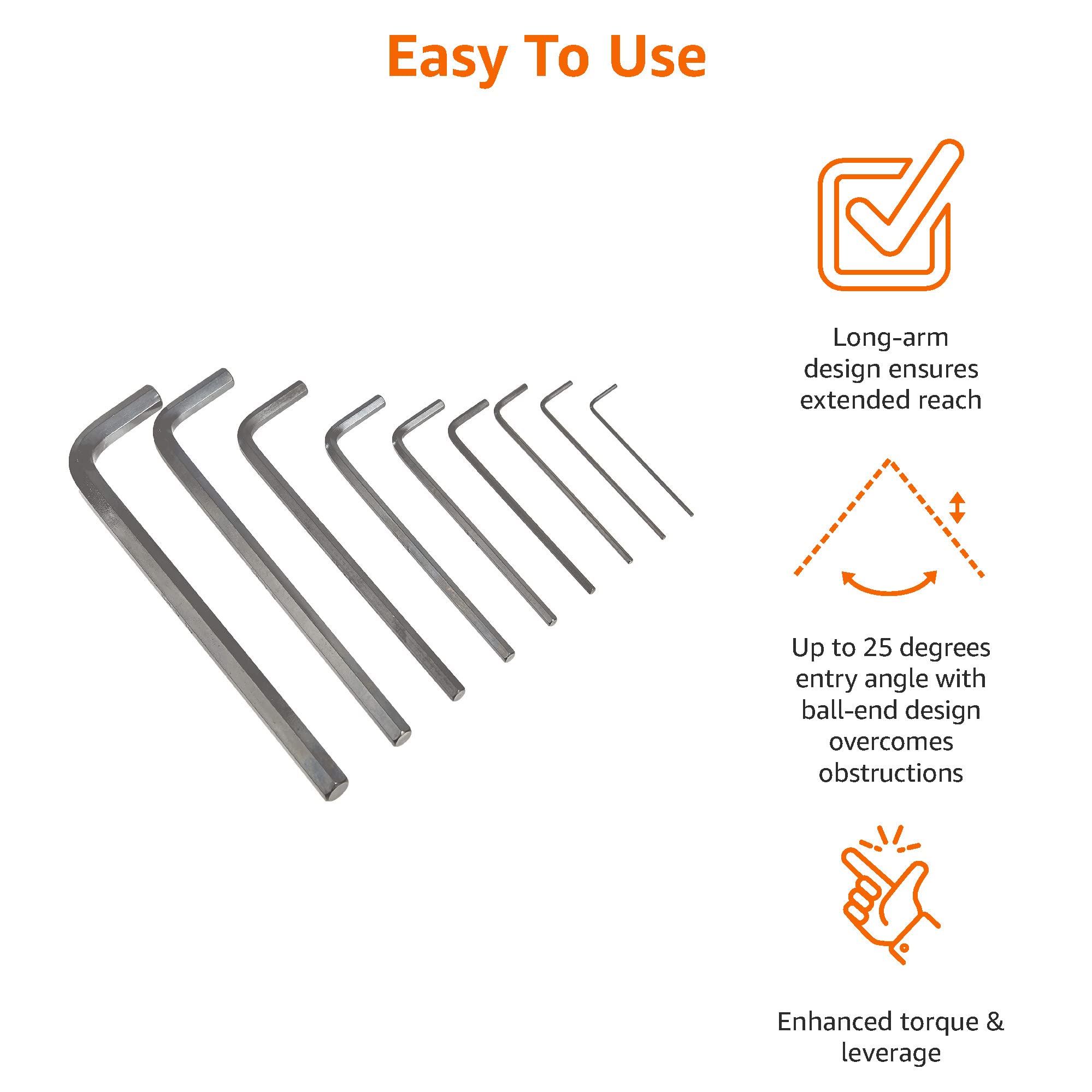 Amazon Basics Ds-Amz031 Allen Wrench/Hex Key Chrome Vanadium Steel Powder Coated Hex Wrench