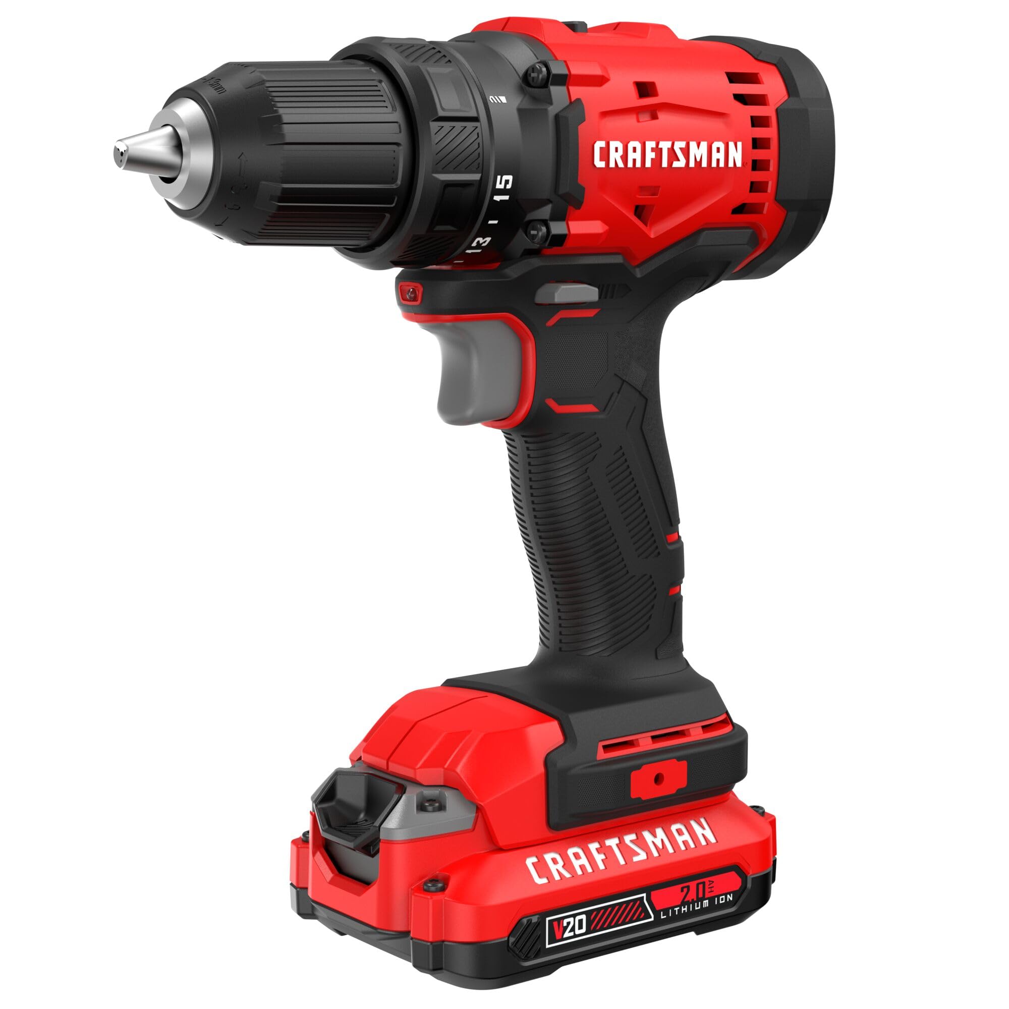 CRAFTSMAN V20 Cordless Drill/Driver Kit, 1/2 inch, Battery and Charger Included (CMCD700C1)