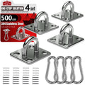 sprookber 304 Stainless Steel Pad Eye Snap Hooks, Heavy Duty Ceiling Hooks, Hammock Swing Hanging kit, Plant Hangers, Marine Hardware Staple Hook Loop with Screws, Set of 8