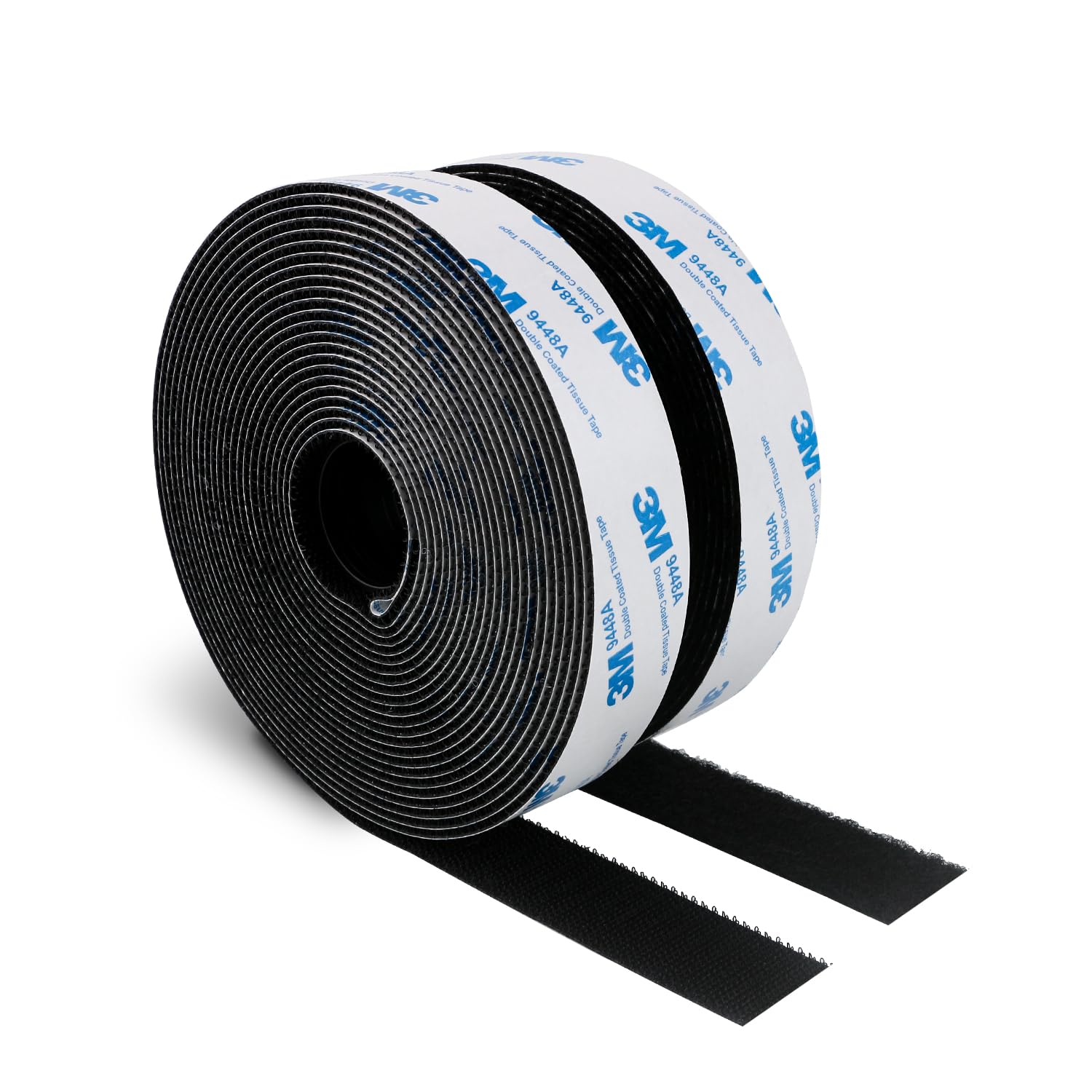 Hook and Loop Adhesive Tape 9448A Super Sticky Self Adhesive Back Heavy Duty Interlocking Nylon Fabric Fastener Strips for Indoor Outdoor Home Office DIY Decor