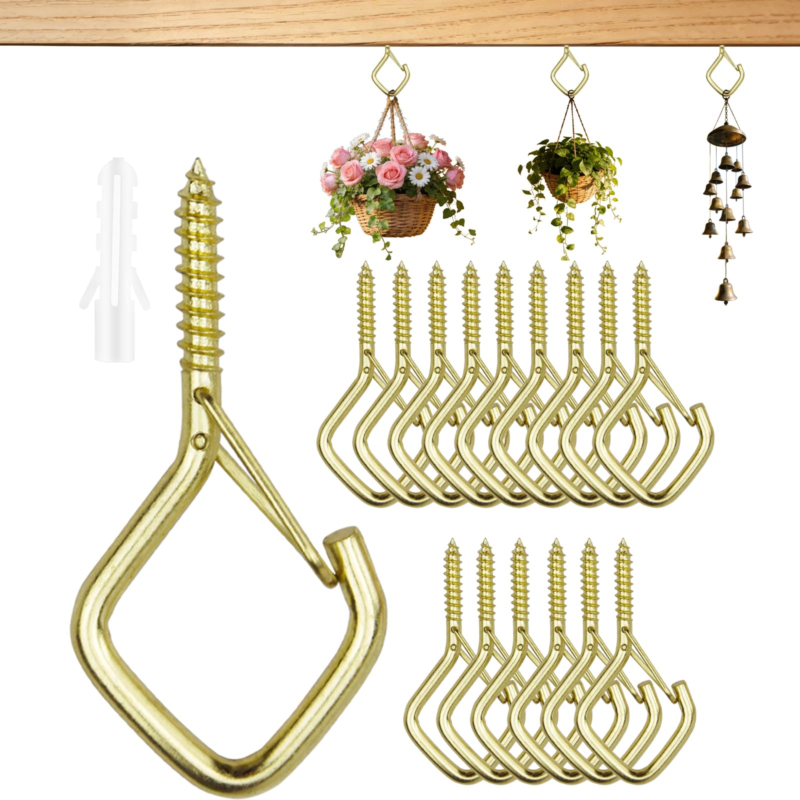 Viweolm Eye Hooks Screw Heavy Duty,Ceiling Hooks for Hanging Plants,String Lights,Cup,Wind Chime,Bird Feeders. Plant Hanger Indoor&Outdoor