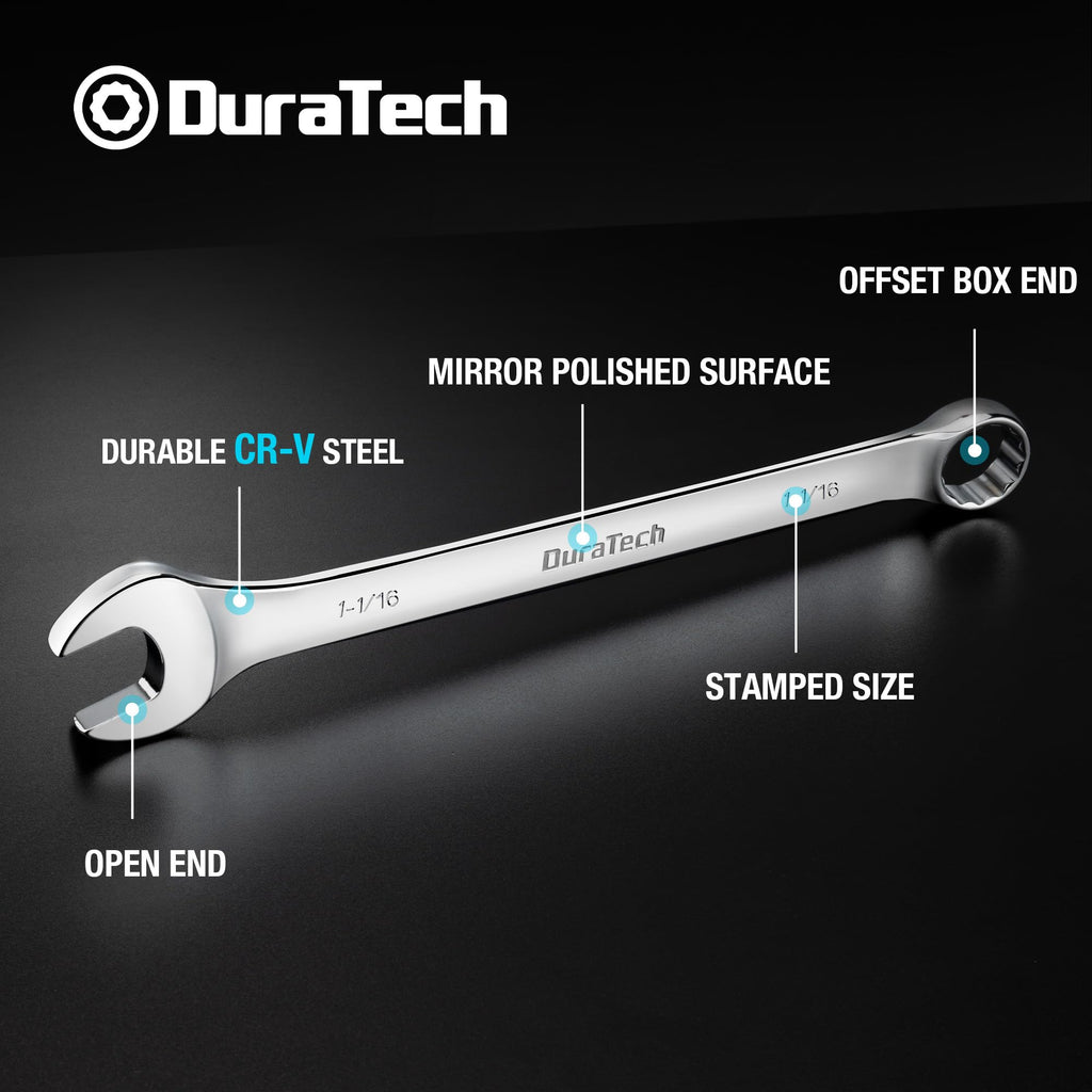 DURATECH Combination Wrench Set, 11-Piece, Single, Metric, SAE