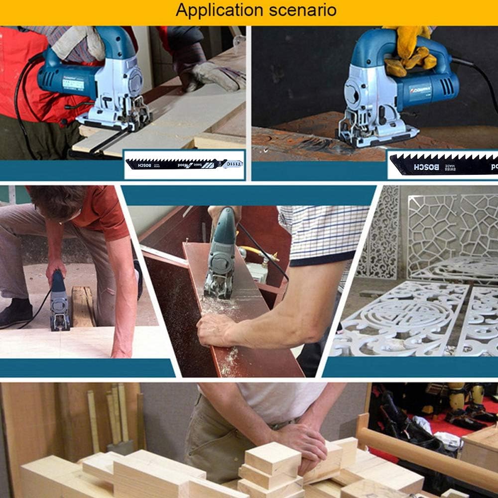 50pcs T Shank Jigsaw Blades Set with Storage Case, Contractor Assorted Jig Saw Blade Set Made with HCS/HSS for Wood Plastic and Metal Cutting, Fits Most Jig Saw Models