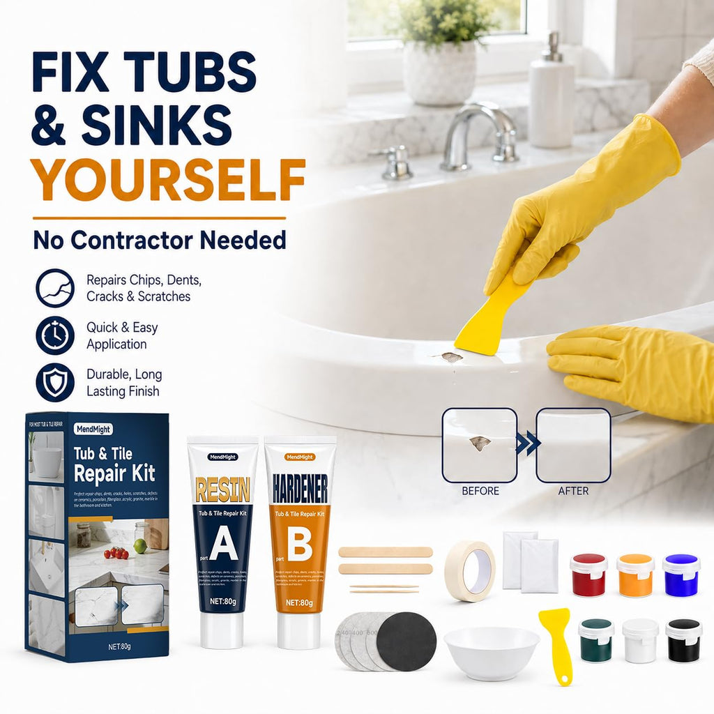 Tile and Bathtub Repair Bonding Adhesives Kit, Cracked Porcelain Sink Repair Kit, Tile Repair